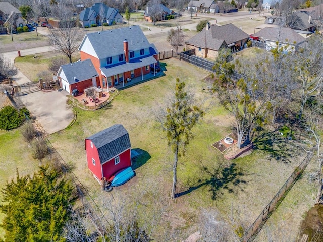 aerial view with a residential view