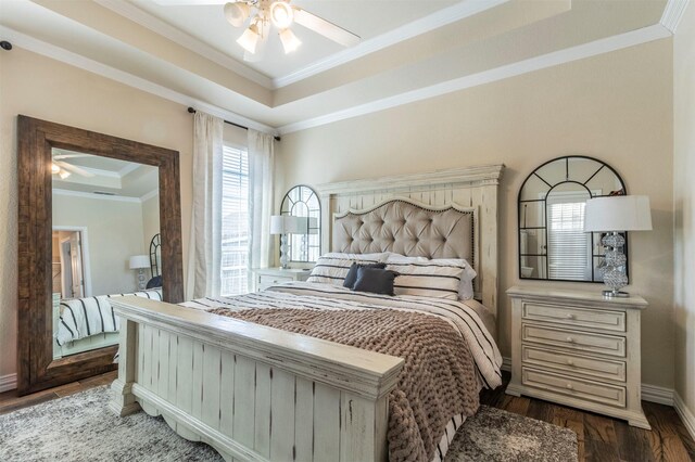 5033 Southpoint Dr, Arlington, TX 76017 - bedroom with a raised ceiling, ornamental molding, wood finished floors, and baseboards