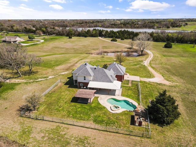 bird's eye view featuring a water view