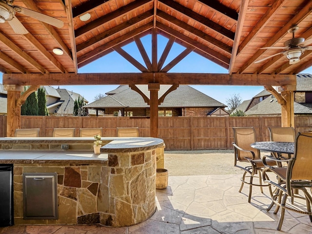 7132 Goodnight Ranch Rd, North Richland Hills, TX 76182 - view of patio / terrace featuring a ceiling fan and an outdoor kitchen