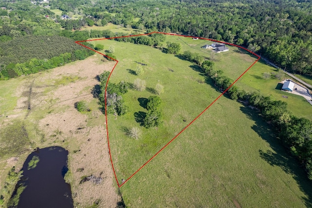 5949 County Road 137, Flint, TX 75762 - view of rural area with property parcel outlined, a nearby body of water, and a heavily wooded area