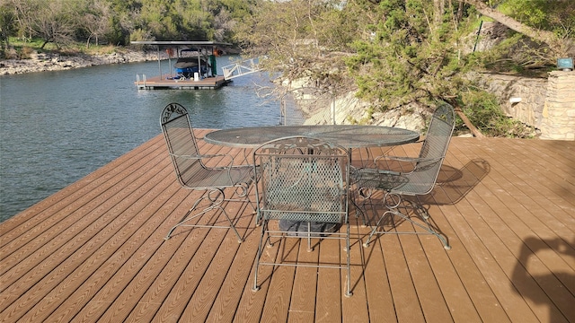 view of dock featuring a water view