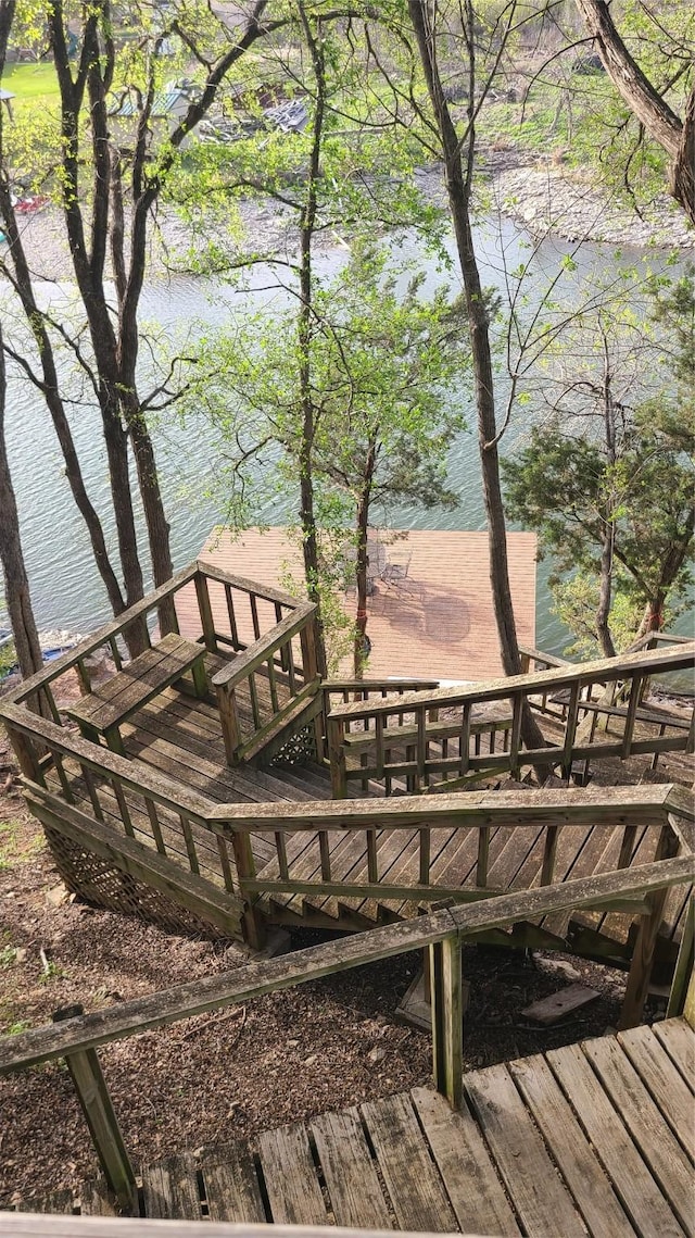 deck with a water view