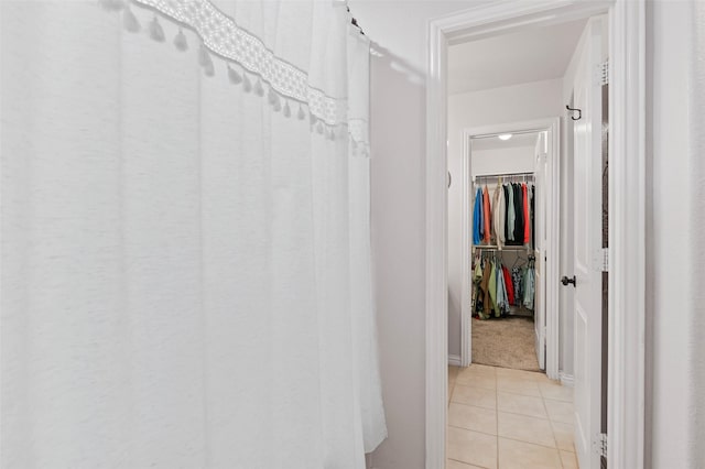 interior space featuring light tile patterned floors