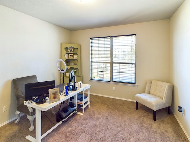 carpeted office space with baseboards