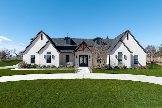 704 Glade Park Ct, Azle, TX 76020 - french provincial home with french doors, roof with shingles, and brick siding