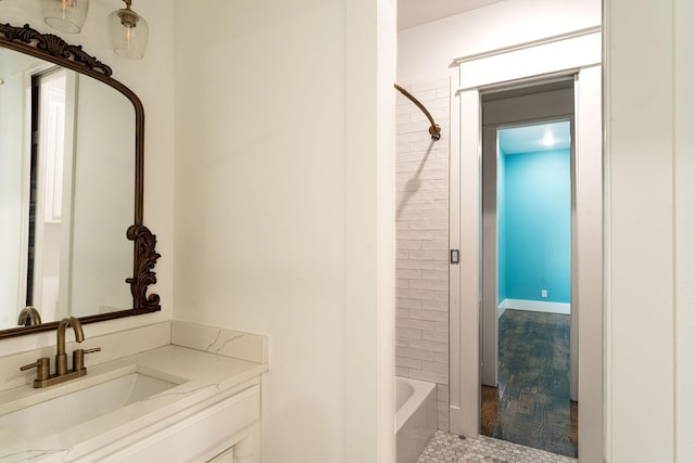 704 Glade Park Ct, Azle, TX 76020 - full bathroom with vanity,  shower combination, and tile patterned floors