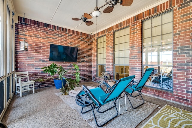 view of patio with ceiling fan