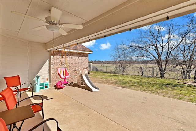 214 Willow Creek Dr, Weatherford, TX 76085 - view of patio / terrace featuring fence private yard and a ceiling fan
