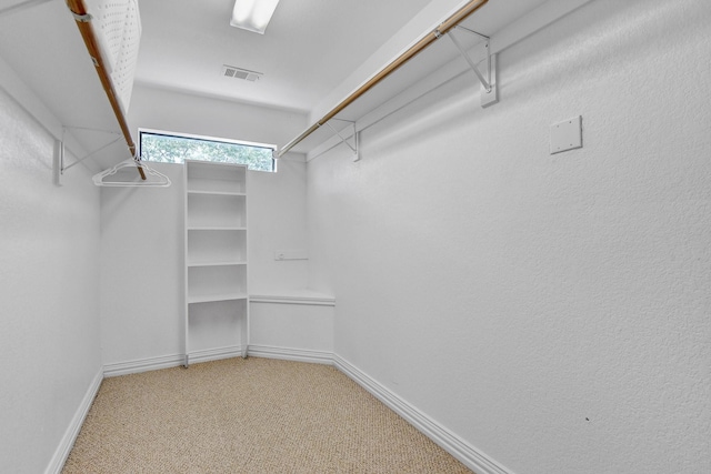 spacious closet with carpet and visible vents