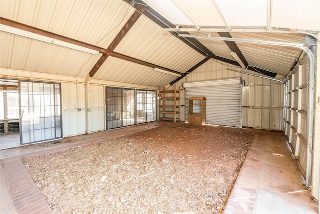 garage featuring metal wall