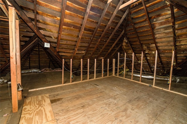 view of unfinished attic