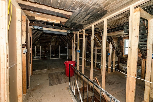 view of unfinished attic