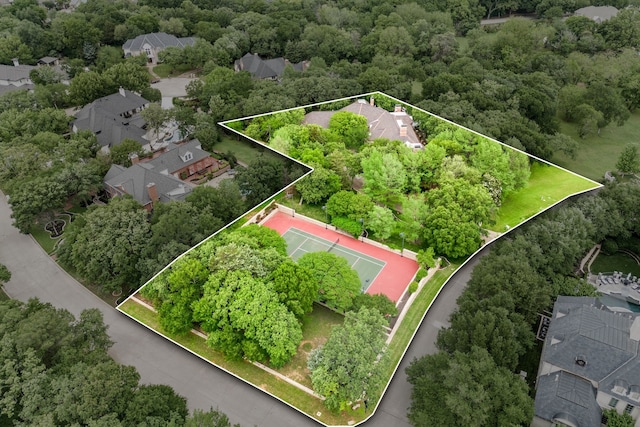 aerial view of residential area with property boundaries highlighted