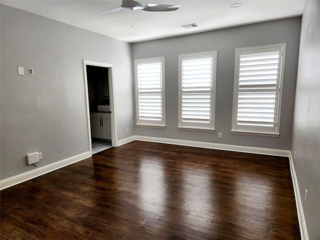 612 Skyline Bluff Dr, Fort Worth, TX 76102 - unfurnished room with a ceiling fan, wood finished floors, and baseboards