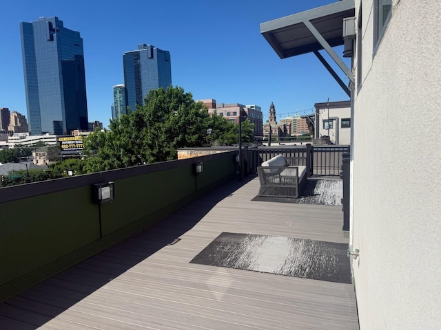 612 Skyline Bluff Dr, Fort Worth, TX 76102 - wooden terrace with a view of skyline