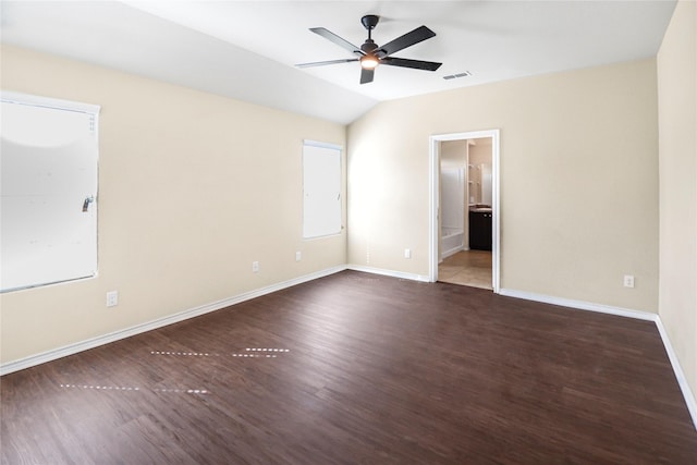 302 Triple Crown Ln, Ponder, TX 76259 - empty room with visible vents, vaulted ceiling, baseboards, and wood finished floors