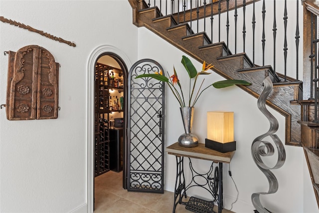 wine room featuring tile patterned flooring