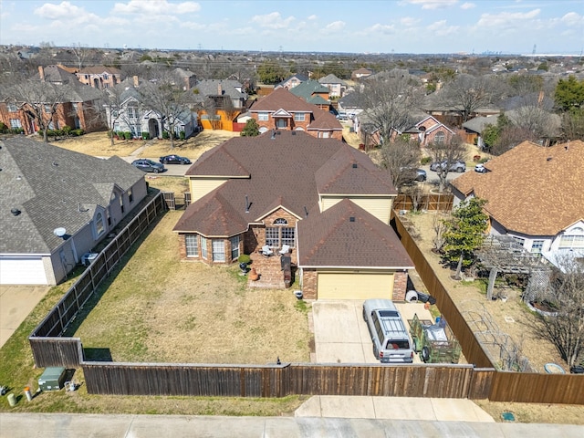 aerial view with a residential view