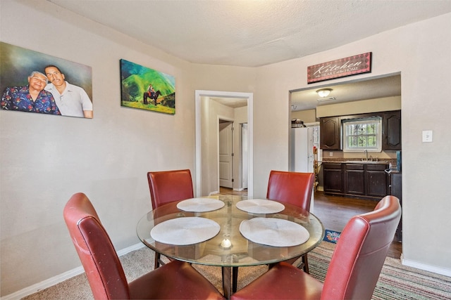 dining room featuring baseboards and a textured ceiling