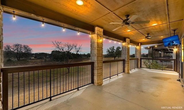 view of patio / terrace featuring ceiling fan