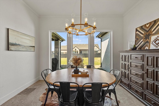 1024 Todd St, Caddo Mills, TX 75135 - dining room featuring crown molding, light carpet, a chandelier, and baseboards