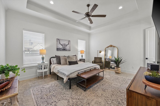 1024 Todd St, Caddo Mills, TX 75135 - bedroom with crown molding, recessed lighting, a raised ceiling, and baseboards