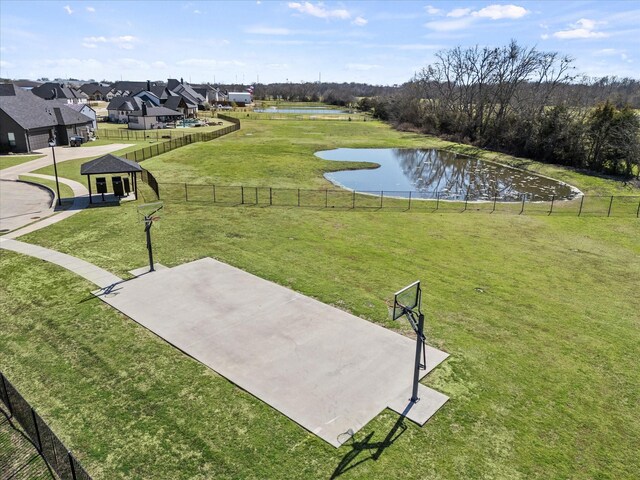 1024 Todd St, Caddo Mills, TX 75135 - view of home's community with a water view, fence, a gazebo, and a lawn