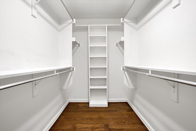 walk in closet with wood finished floors