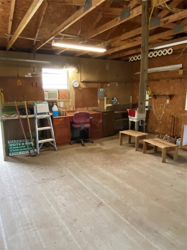 interior space with a workshop area