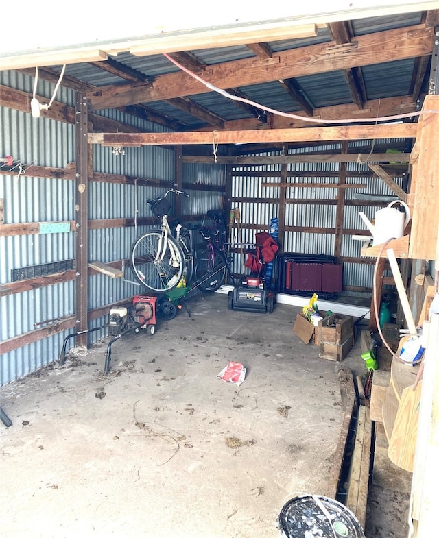 garage featuring metal wall