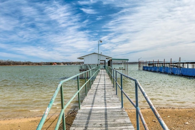 view of dock with a water view and a pier