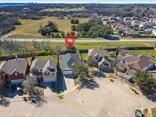 bird's eye view with a residential view