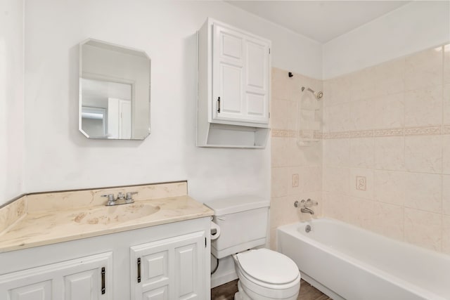 full bathroom with shower / bath combination, toilet, and vanity