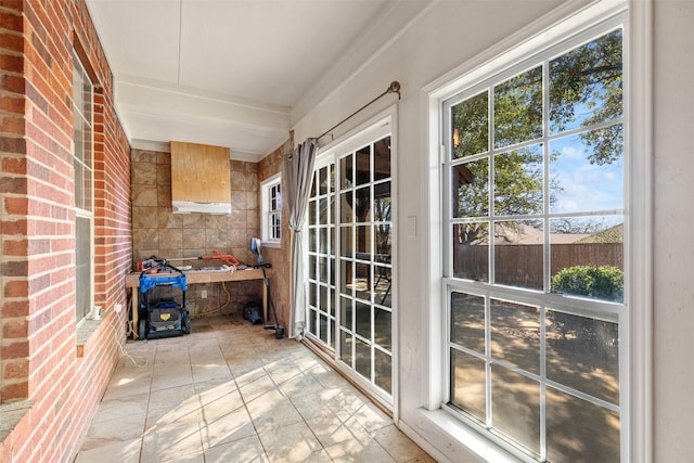 view of unfurnished sunroom