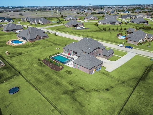 bird's eye view with a residential view