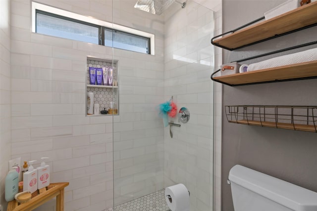 bathroom with toilet and a walk in shower