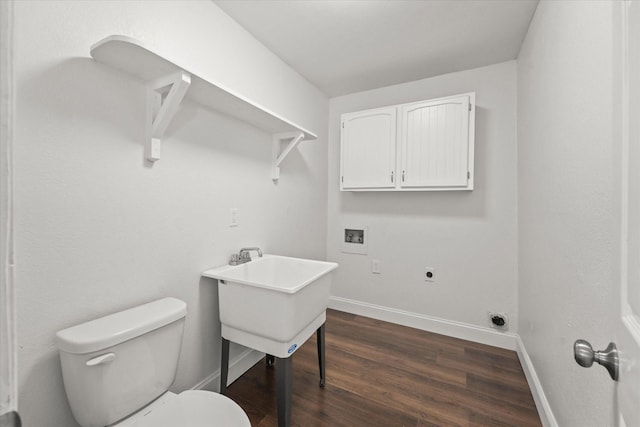 interior space featuring toilet, baseboards, and wood finished floors