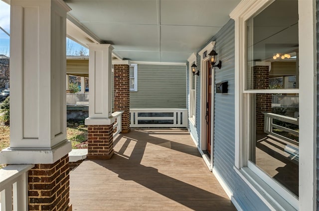 wooden deck with covered porch