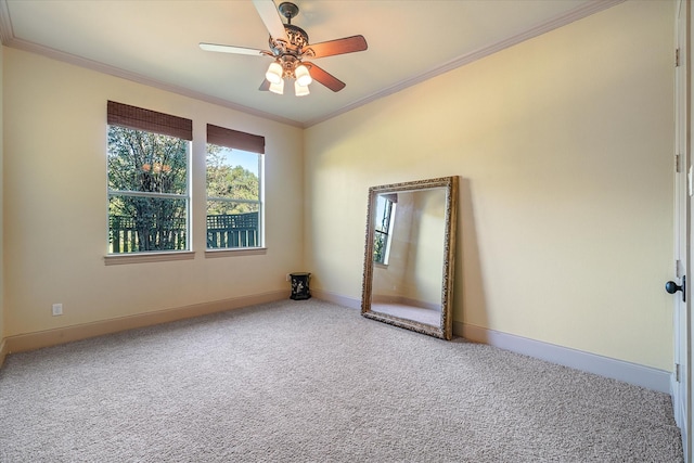 885 Vz County Road 2513, Canton, TX 75103 - empty room with carpet floors, a ceiling fan, ornamental molding, and baseboards