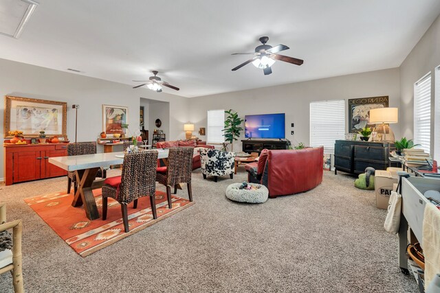 2113 Vz County Road 3710, Edgewood, TX 75117 - dining space featuring light colored carpet and a ceiling fan
