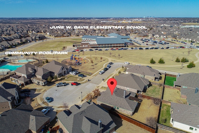 aerial view with a residential view