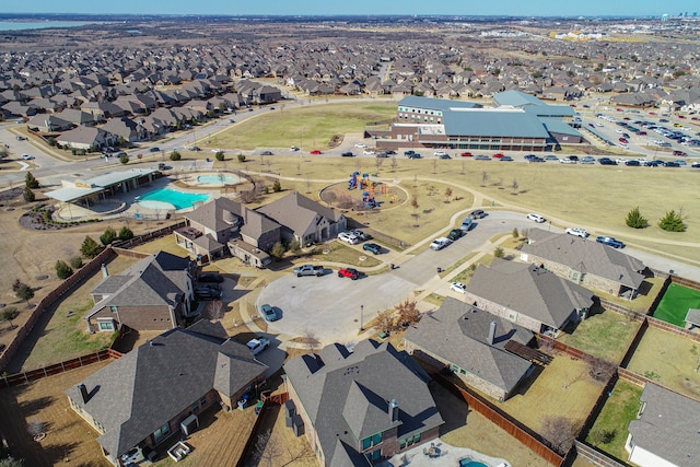 drone / aerial view with a residential view