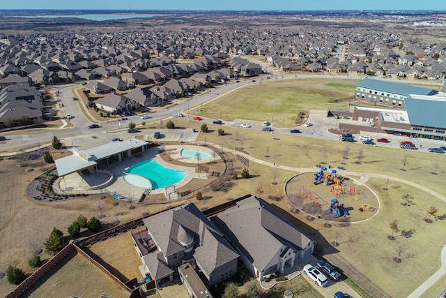 drone / aerial view with a residential view