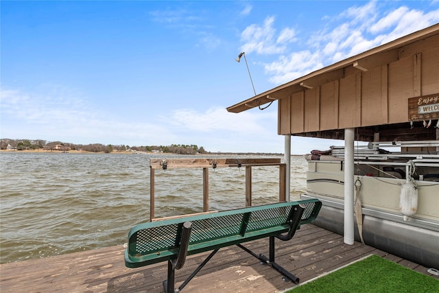 dock area with a water view