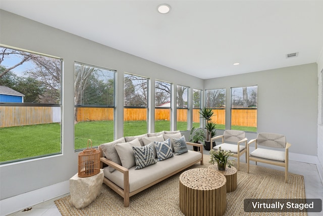 sunroom featuring visible vents