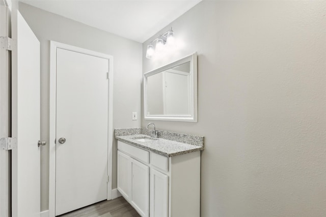 bathroom featuring wood finished floors and vanity