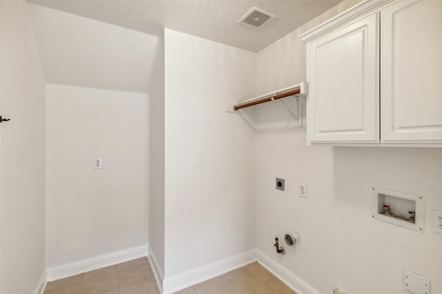 laundry room with baseboards, visible vents, hookup for a gas dryer, hookup for a washing machine, and hookup for an electric dryer