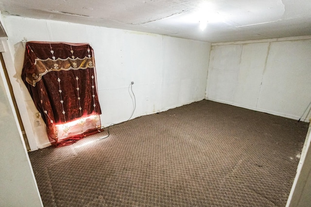 finished basement featuring carpet floors