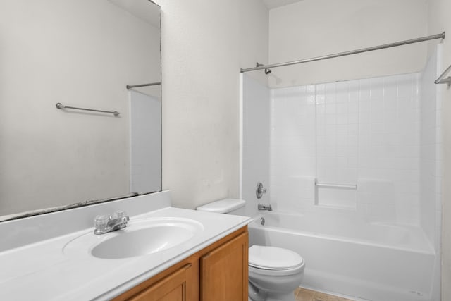 full bathroom with toilet, shower / tub combination, and vanity